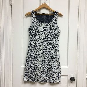 Unworn Navy and White Floral Print Dress